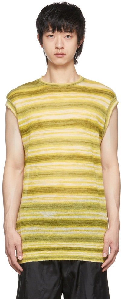 Dries Van Noten Yellow Mohair Stripe T-shirt In 202 Yellow