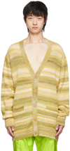 Dries Van Noten Yellow Mohair Stripe Cardigan In Multicolor