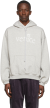Erl Venice-print Detail Hoodie In Grey