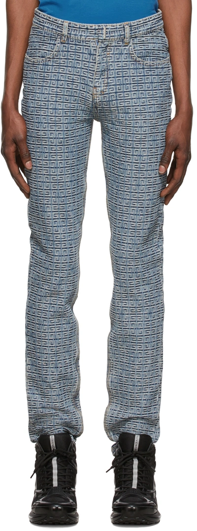 Givenchy 4g-pattern Slim-fit Jeans In Blue