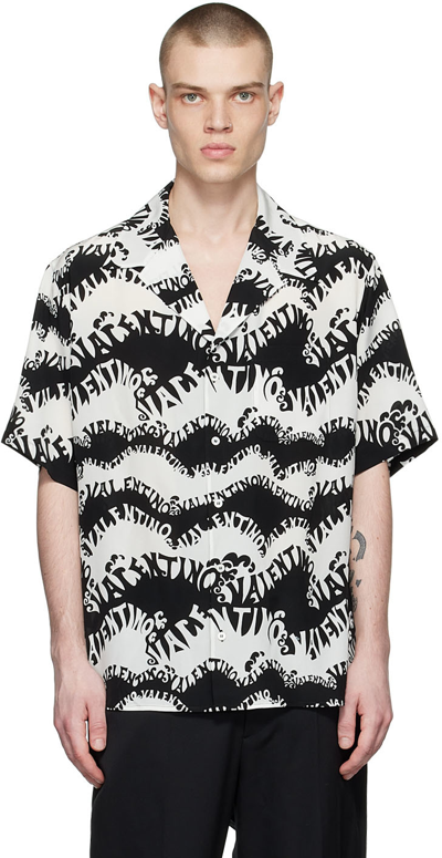 Valentino Logo-print Short-sleeve Shirt In Nero