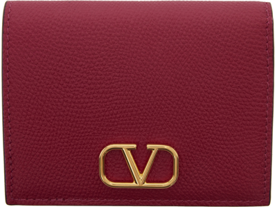 Valentino Garavani Pink Vlogo Flap French Wallet In Rot