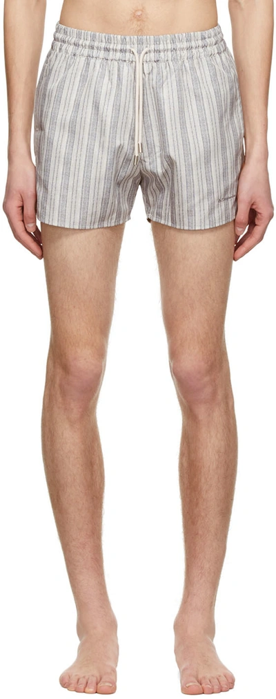 Le17septembre Ssense Exclusive Blue Polyester Swim Shorts In Ivory/blue