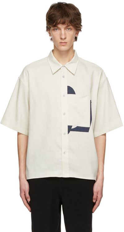 Le17septembre Ssense Exclusive Off-white Linen Shirt In Ivory/blue