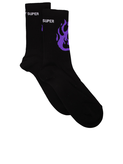 Vision Of Super Flame Print Socks In Black
