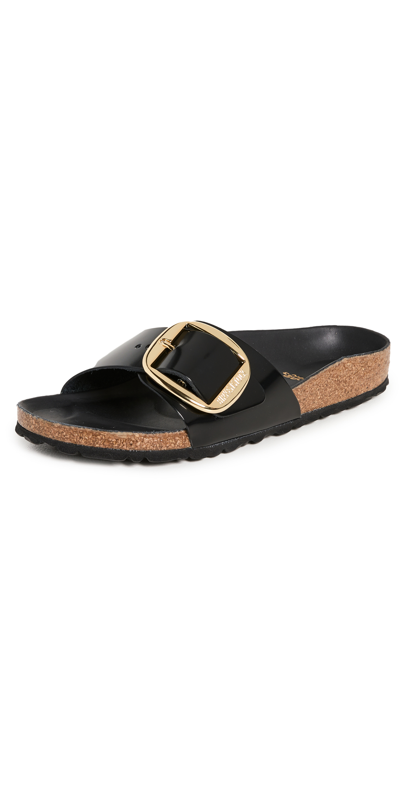 BIRKENSTOCK MADRID BIG BUCKLE SANDALS HIGH SHINE BLACK