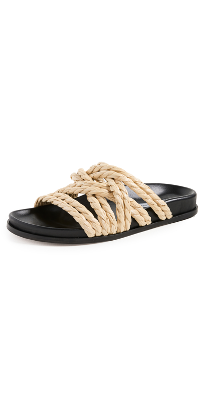 Emme Parsons Evvie Strappy Flat Slide Sandals In Raffia