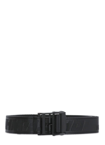 Off-white Logo Intarsia Buckle Belt In Black