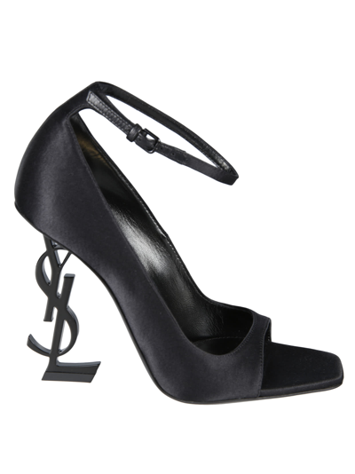 Saint Laurent Tower 110 Crystal-embellished Satin Court Heels In Nero