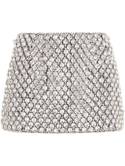 Dolce & Gabbana Crystal-embellished Leopard-print Miniskirt In White