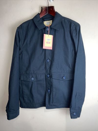 Pre-owned Farah Ymc Hopsack Jacket True Navy Small Â£150 Rrp Sold Out In Blue