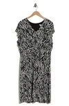 London Times V-neck Ruffle Sleeve Midi Dress In Black/ White