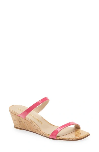 Stuart Weitzman Aleena Wedge Slide Sandal In Magenta