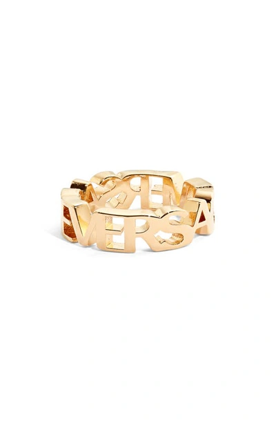 Versace Signature Logo Ring In  Gold