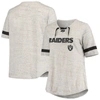 Profile Heathered Gray Las Vegas Raiders Plus Size Lace-up V-neck T-shirt In Heather Gray