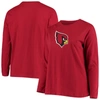Fanatics Women's Plus Size Cardinal Arizona Cardinals Primary Logo Long Sleeve T-shirt In Cardinal