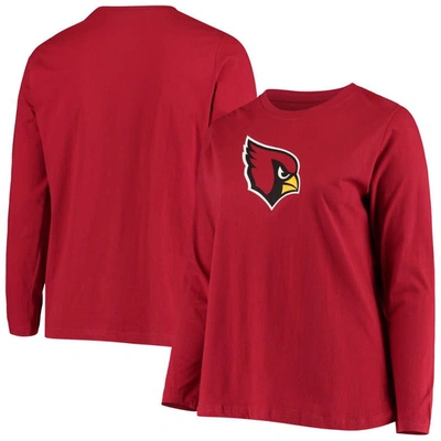 Fanatics Women's Plus Size Cardinal Arizona Cardinals Primary Logo Long Sleeve T-shirt In Burgundy