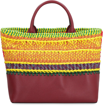 Valentino Garavani Valentino Logo Emboosed Medium Interwoven Tote Bag In Multi