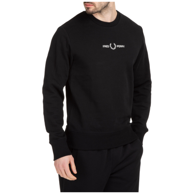 Fred Perry Logo-embroidered Crew-neck Sweatshirt In Black