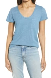 Caslon ® Rounded V-neck T-shirt In Blue Captain