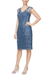 ALEX EVENINGS EMBROIDERED SEQUIN SHEATH DRESS