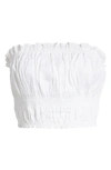 Frame White Smocked Strapless Tank Top In Blanc