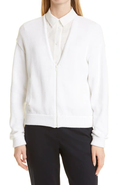 Max Mara Leisure Lord Silk And Cotton Cardigan In 001 Optical White