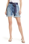 Ag Sloane Belted High Waist Denim Shorts In Blue