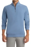 Bugatchi Cotton Blend Quarter Zip Pullover In Riviera