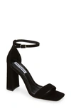 Steve Madden Tiaa Ankle Strap Sandal In Black Nubuck