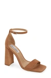 Steve Madden Tiaa Ankle Strap Sandal In Camel Nubk
