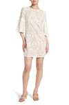 Tash And Sophie Quarter Wide Sleeve Lace Dress In Ivory/ Nude