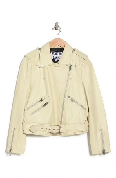 Walter Baker Allison Leather Moto Jacket In Banana