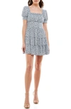 Row A Emma Floral Babydoll Minidress In Navywht