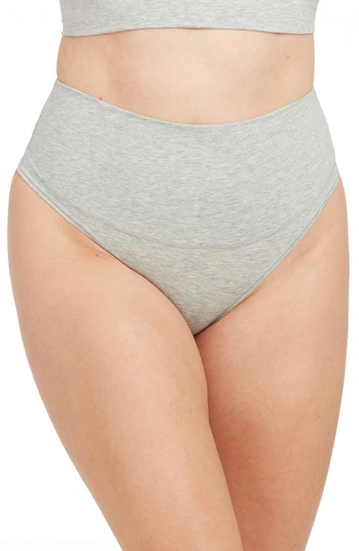 Spanx Cotton Control Thong In Heather Grey