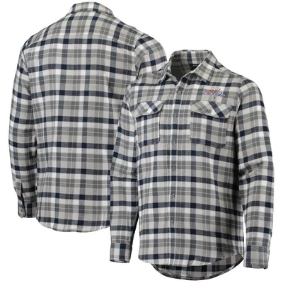 Antigua Navy/gray Washington Capitals Ease Plaid Button-up Long Sleeve Shirt