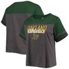 PROFILE HEATHERED CHARCOAL/GREEN OAKLAND ATHLETICS PLUS SIZE COLORBLOCK T-SHIRT