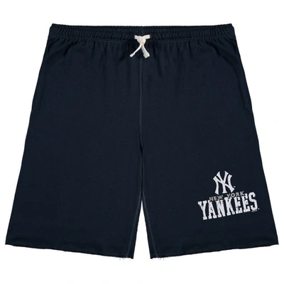 Profile Men's Navy New York Yankees Big And Tall French Terry Shorts