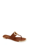 Dkny Logo-appliquéd Leather Sandals In Cognac