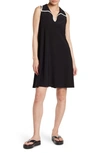 Tash And Sophie Contrast Piped Dress In Black/ Wh