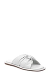 J/slides Womens Faux Leather Slip On Slide Sandals In White Leather