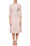 Alex Evenings Mock Two-piece Cocktail Dress In Shell Pink