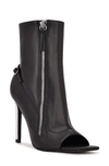 Nine West Women's Sohot Peep Toe Dress Booties Women's Shoes In Black Leather