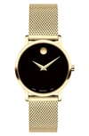 MOVADO MUSEUM CLASSIC MESH STRAP WATCH, 28MM
