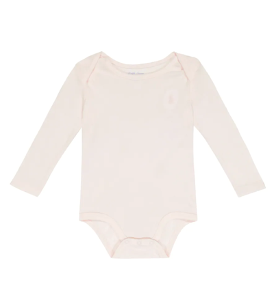 Polo Ralph Lauren Kids' Baby Logo Cotton Bodysuit In Ribdelicate Pink