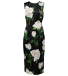 Dolce & Gabbana Gardenia Print Silk Chiffon Sheath Dress In Rose Bianche F.nero
