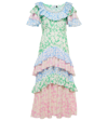 Rixo London Benita Tiered Floral-print Fil Coupé Cotton-voile Maxi Dress In Palm Mix