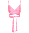 Palm Angels V-neck Tie-front Satin Crop Top In Fuchsia Fu
