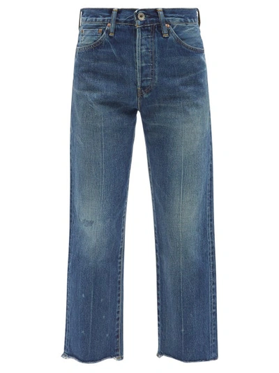 Chimala Distressed Cropped Denim Jeans In Dark Blue