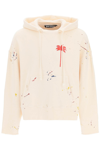 Palm Angels Palm Paint Splatter Print Hoodie In Beige